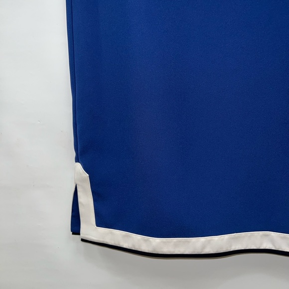 Ann Taylor Dress Womens Size Medium Blue Black Polyester V-Neck Classic - Picture 7 of 15